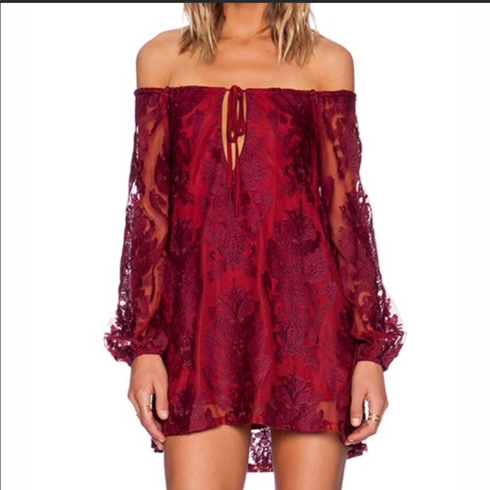 For Love & Lemons Sangria Dress Crimson Medium